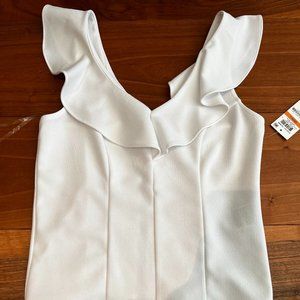 White Ruffle Tank with Zipper - NEVER BEEN WORN
